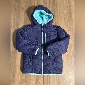 Eddie Bauer Kids Reversible Puffer Fleece  Jacket Purple Ombre, Size XS 5/6